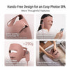 Hands-free LED face mask features - soft liquid silicone, open eye area, lightweight 290g design and foldable for travel